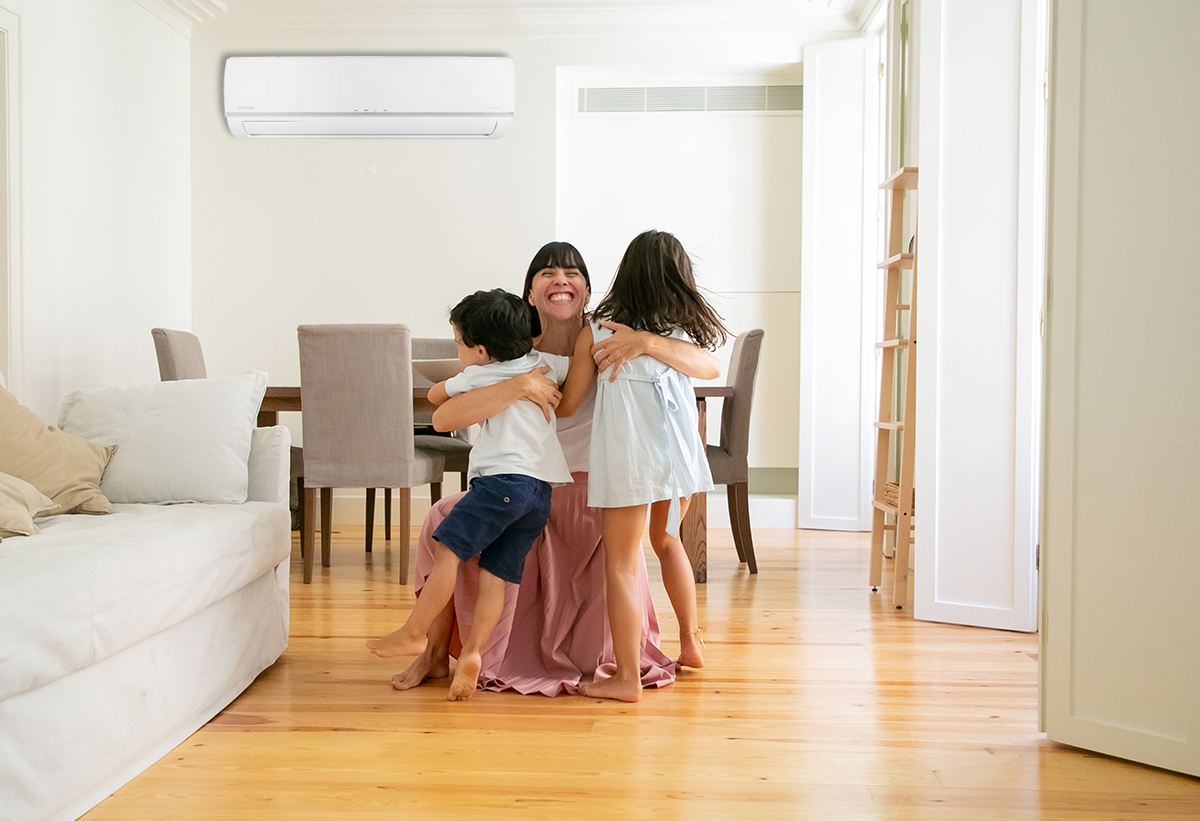 Παρουσιάζται το κλιματιστικό σε λειτουργία.